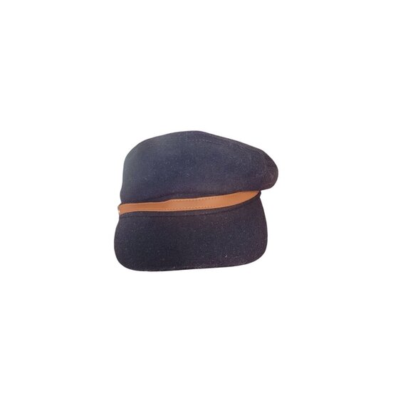 Universal Thread Navy Newsboy Cap With Tan Faux Leather Band - Picture 1 of 5